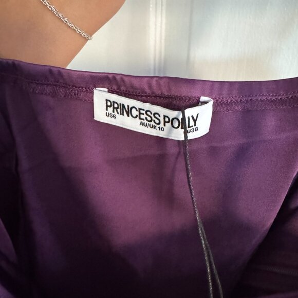 *NWT* Princess Polly Marcelline Satin Top - Plum - Picture 5 of 5